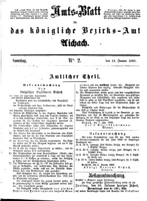 Amtsblatt für das Bezirksamt und Amtsgericht Aichach Sonntag 12. Januar 1868