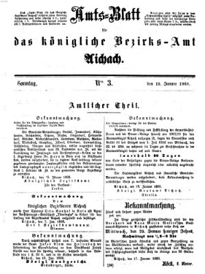 Amtsblatt für das Bezirksamt und Amtsgericht Aichach Sonntag 19. Januar 1868