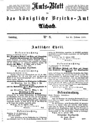 Amtsblatt für das Bezirksamt und Amtsgericht Aichach Sonntag 23. Februar 1868