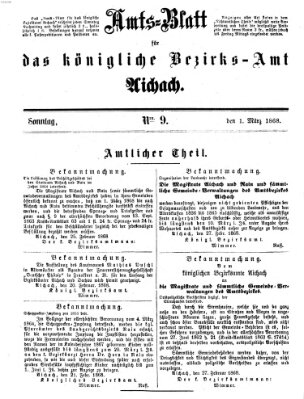 Amtsblatt für das Bezirksamt und Amtsgericht Aichach Sonntag 1. März 1868