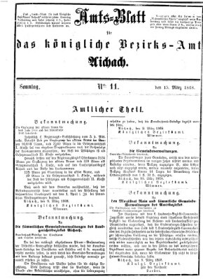 Amtsblatt für das Bezirksamt und Amtsgericht Aichach Sonntag 15. März 1868