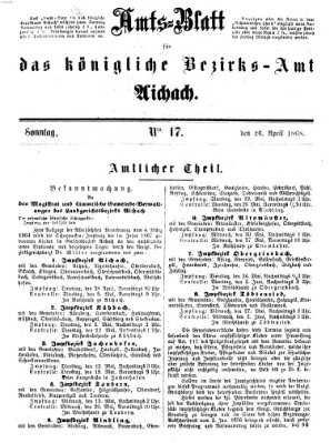 Amtsblatt für das Bezirksamt und Amtsgericht Aichach Sonntag 26. April 1868