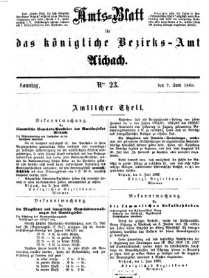 Amtsblatt für das Bezirksamt und Amtsgericht Aichach Sonntag 7. Juni 1868