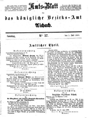 Amtsblatt für das Bezirksamt und Amtsgericht Aichach Sonntag 5. Juli 1868