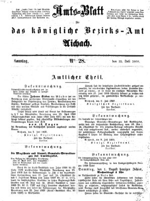 Amtsblatt für das Bezirksamt und Amtsgericht Aichach Sonntag 12. Juli 1868