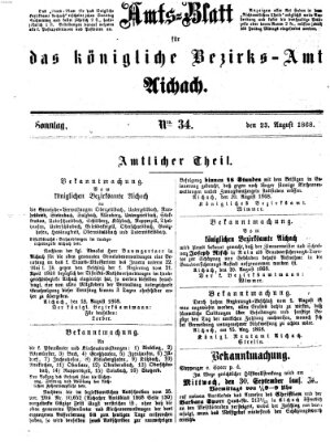 Amtsblatt für das Bezirksamt und Amtsgericht Aichach Sonntag 23. August 1868