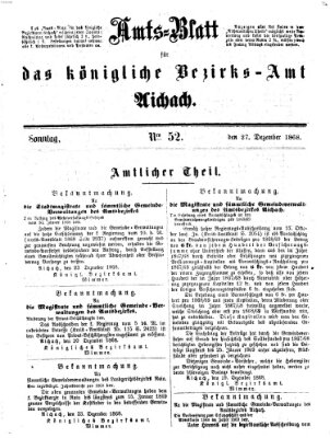 Amtsblatt für das Bezirksamt und Amtsgericht Aichach Sonntag 27. Dezember 1868