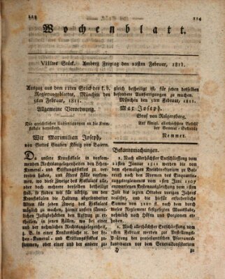 Wochenblatt (Oberpfälzisches Wochenblat) Freitag 22. Februar 1811