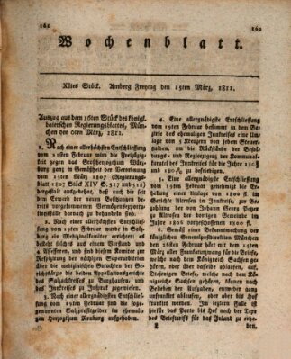 Wochenblatt (Oberpfälzisches Wochenblat) Freitag 15. März 1811