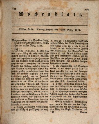 Wochenblatt (Oberpfälzisches Wochenblat) Freitag 29. März 1811