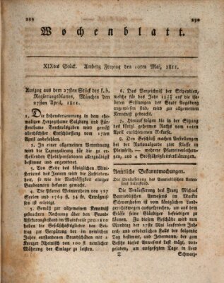 Wochenblatt (Oberpfälzisches Wochenblat) Freitag 10. Mai 1811