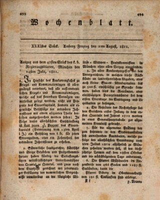 Wochenblatt (Oberpfälzisches Wochenblat) Freitag 2. August 1811