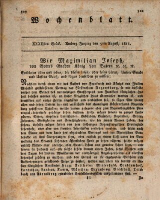 Wochenblatt (Oberpfälzisches Wochenblat) Freitag 9. August 1811