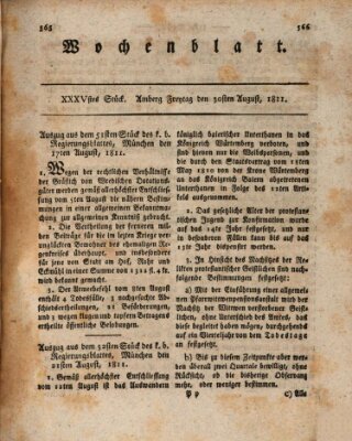 Wochenblatt (Oberpfälzisches Wochenblat) Freitag 30. August 1811