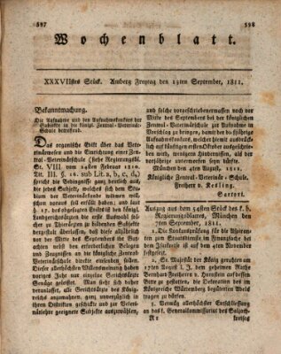 Wochenblatt (Oberpfälzisches Wochenblat) Freitag 13. September 1811