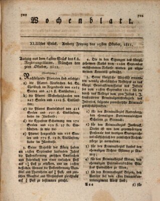 Wochenblatt (Oberpfälzisches Wochenblat) Freitag 25. Oktober 1811