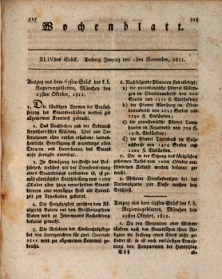 Wochenblatt (Oberpfälzisches Wochenblat) Freitag 1. November 1811