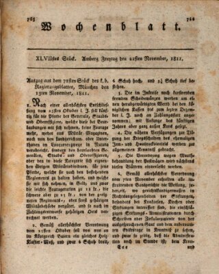 Wochenblatt (Oberpfälzisches Wochenblat) Freitag 22. November 1811