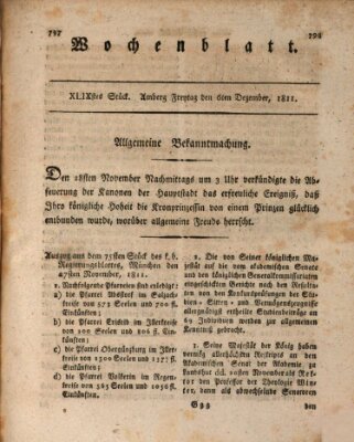 Wochenblatt (Oberpfälzisches Wochenblat) Freitag 6. Dezember 1811