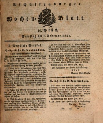 Aschaffenburger Wochenblatt (Aschaffenburger Zeitung) Samstag 1. Februar 1823