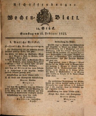 Aschaffenburger Wochenblatt (Aschaffenburger Zeitung) Samstag 15. Februar 1823