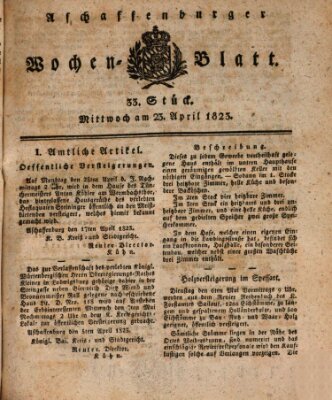 Aschaffenburger Wochenblatt (Aschaffenburger Zeitung) Mittwoch 23. April 1823