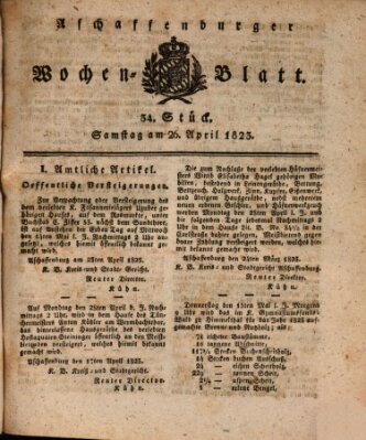 Aschaffenburger Wochenblatt (Aschaffenburger Zeitung) Samstag 26. April 1823