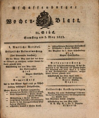 Aschaffenburger Wochenblatt (Aschaffenburger Zeitung) Samstag 3. Mai 1823