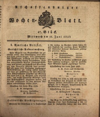 Aschaffenburger Wochenblatt (Aschaffenburger Zeitung) Mittwoch 11. Juni 1823