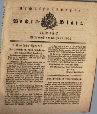 Aschaffenburger Wochenblatt (Aschaffenburger Zeitung) Mittwoch 18. Juni 1823