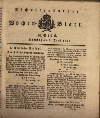 Aschaffenburger Wochenblatt (Aschaffenburger Zeitung) Samstag 21. Juni 1823