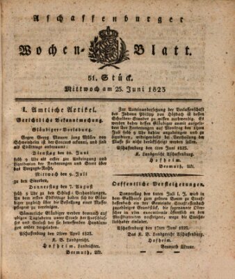 Aschaffenburger Wochenblatt (Aschaffenburger Zeitung) Mittwoch 25. Juni 1823