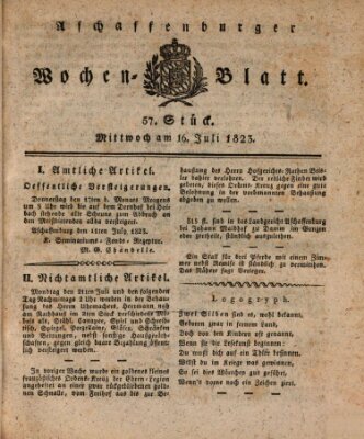 Aschaffenburger Wochenblatt (Aschaffenburger Zeitung) Mittwoch 16. Juli 1823