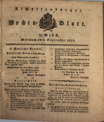 Aschaffenburger Wochenblatt (Aschaffenburger Zeitung) Mittwoch 3. September 1823