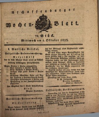 Aschaffenburger Wochenblatt (Aschaffenburger Zeitung) Mittwoch 1. Oktober 1823