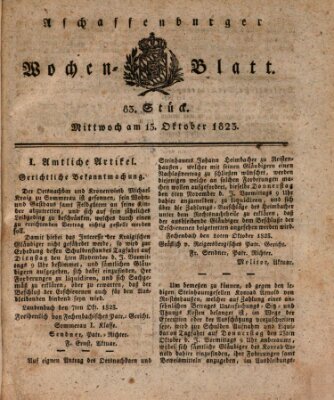 Aschaffenburger Wochenblatt (Aschaffenburger Zeitung) Mittwoch 15. Oktober 1823