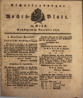 Aschaffenburger Wochenblatt (Aschaffenburger Zeitung) Samstag 22. November 1823