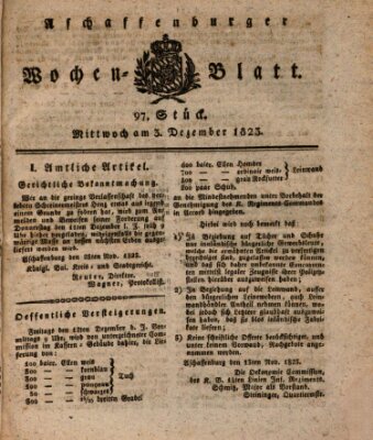 Aschaffenburger Wochenblatt (Aschaffenburger Zeitung) Mittwoch 3. Dezember 1823