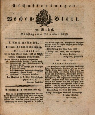 Aschaffenburger Wochenblatt (Aschaffenburger Zeitung) Samstag 6. Dezember 1823