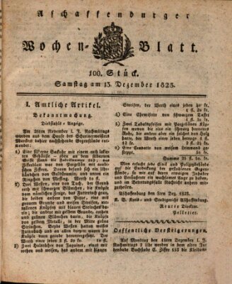 Aschaffenburger Wochenblatt (Aschaffenburger Zeitung) Samstag 13. Dezember 1823