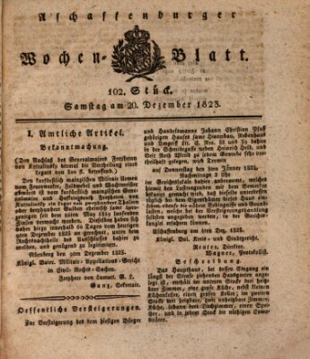 Aschaffenburger Wochenblatt (Aschaffenburger Zeitung) Samstag 20. Dezember 1823