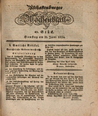 Aschaffenburger Wochenblatt (Aschaffenburger Zeitung) Samstag 19. Juni 1824