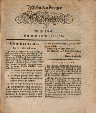 Aschaffenburger Wochenblatt (Aschaffenburger Zeitung) Mittwoch 30. Juni 1824