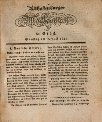 Aschaffenburger Wochenblatt (Aschaffenburger Zeitung) Samstag 17. Juli 1824