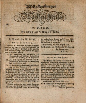 Aschaffenburger Wochenblatt (Aschaffenburger Zeitung) Samstag 7. August 1824