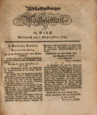 Aschaffenburger Wochenblatt (Aschaffenburger Zeitung) Mittwoch 1. September 1824