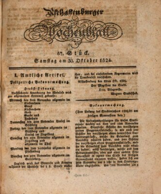 Aschaffenburger Wochenblatt (Aschaffenburger Zeitung) Samstag 30. Oktober 1824