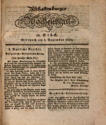 Aschaffenburger Wochenblatt (Aschaffenburger Zeitung) Mittwoch 8. Dezember 1824