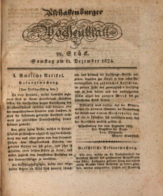 Aschaffenburger Wochenblatt (Aschaffenburger Zeitung) Samstag 11. Dezember 1824