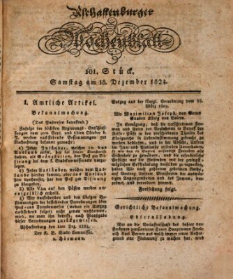 Aschaffenburger Wochenblatt (Aschaffenburger Zeitung) Samstag 18. Dezember 1824